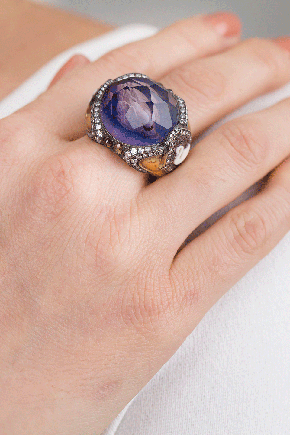 SEVAN BICAKCI-Swan Amethyst Ring-YELLOW GOLD