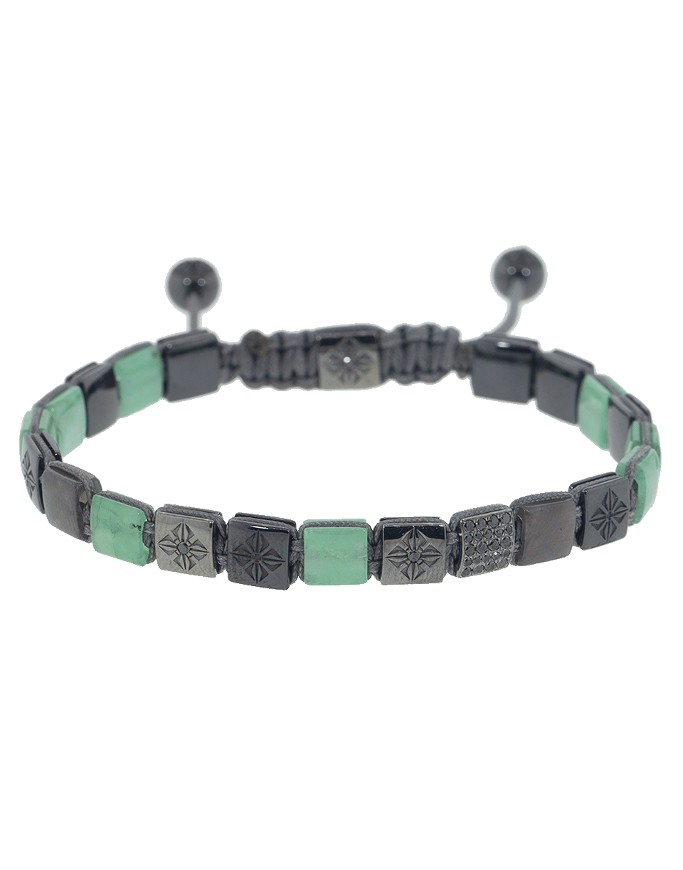 SHAMBALLA JEWELS-Black Diamond and Emerald Lock Bracelet-BLACK GOLD