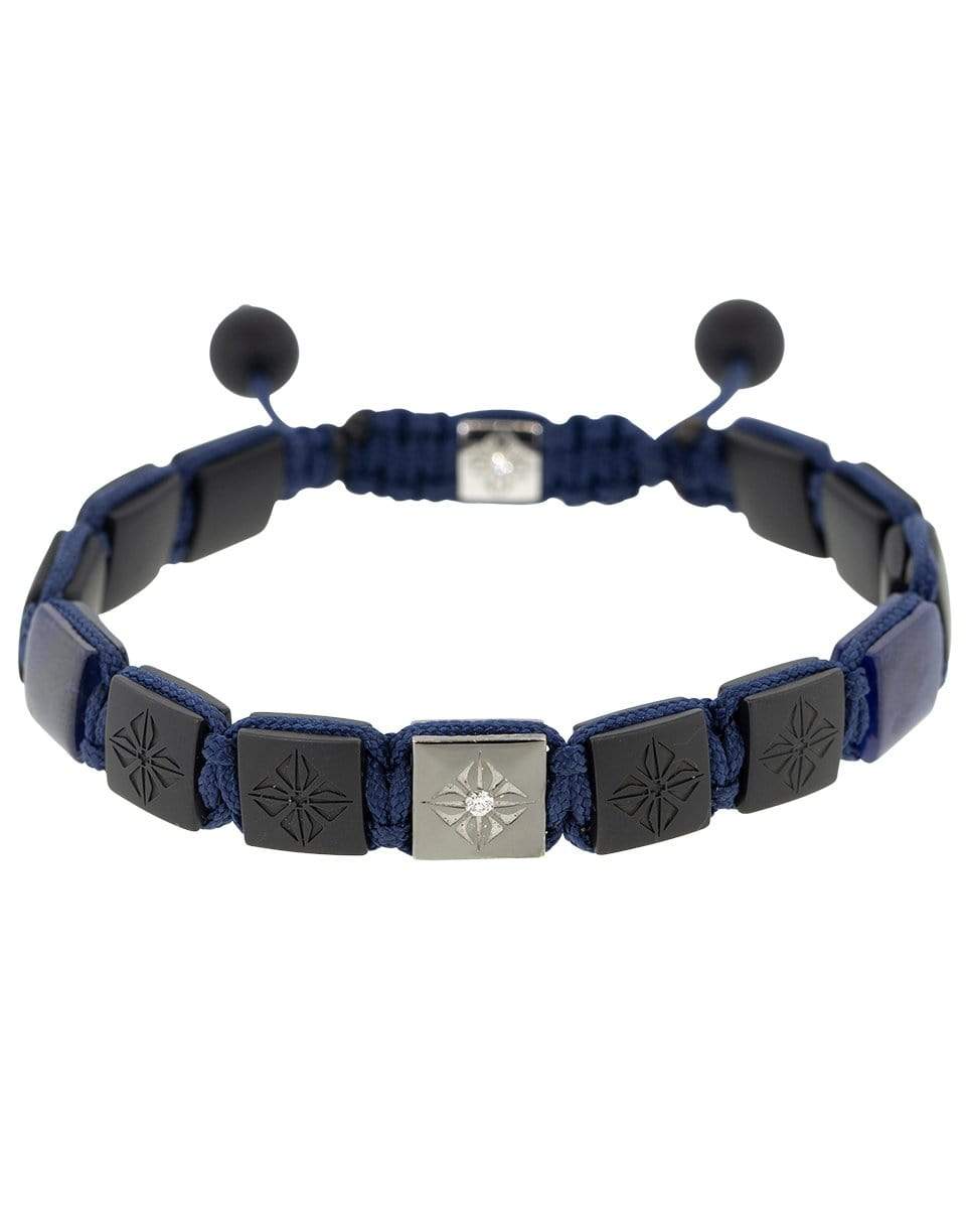 SHAMBALLA JEWELS-Blue Sapphire and Onyx Lock Bracelet-BLACK GOLD