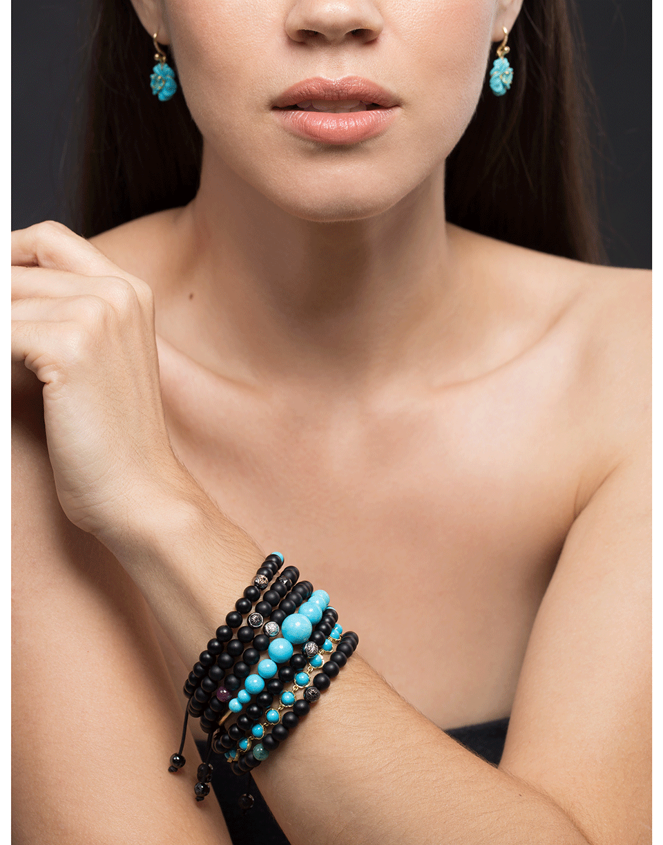 SHAMBALLA JEWELS-Emerald and Onyx Bead Bracelet-BLACK GOLD