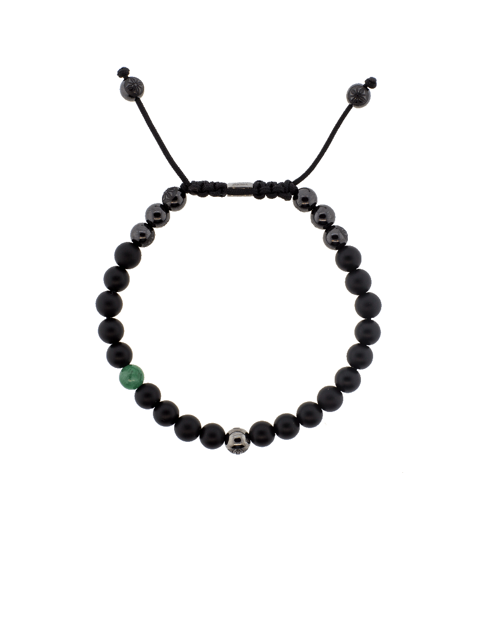 SHAMBALLA JEWELS-Emerald And Onyx Bead Bracelet-BLACK GOLD