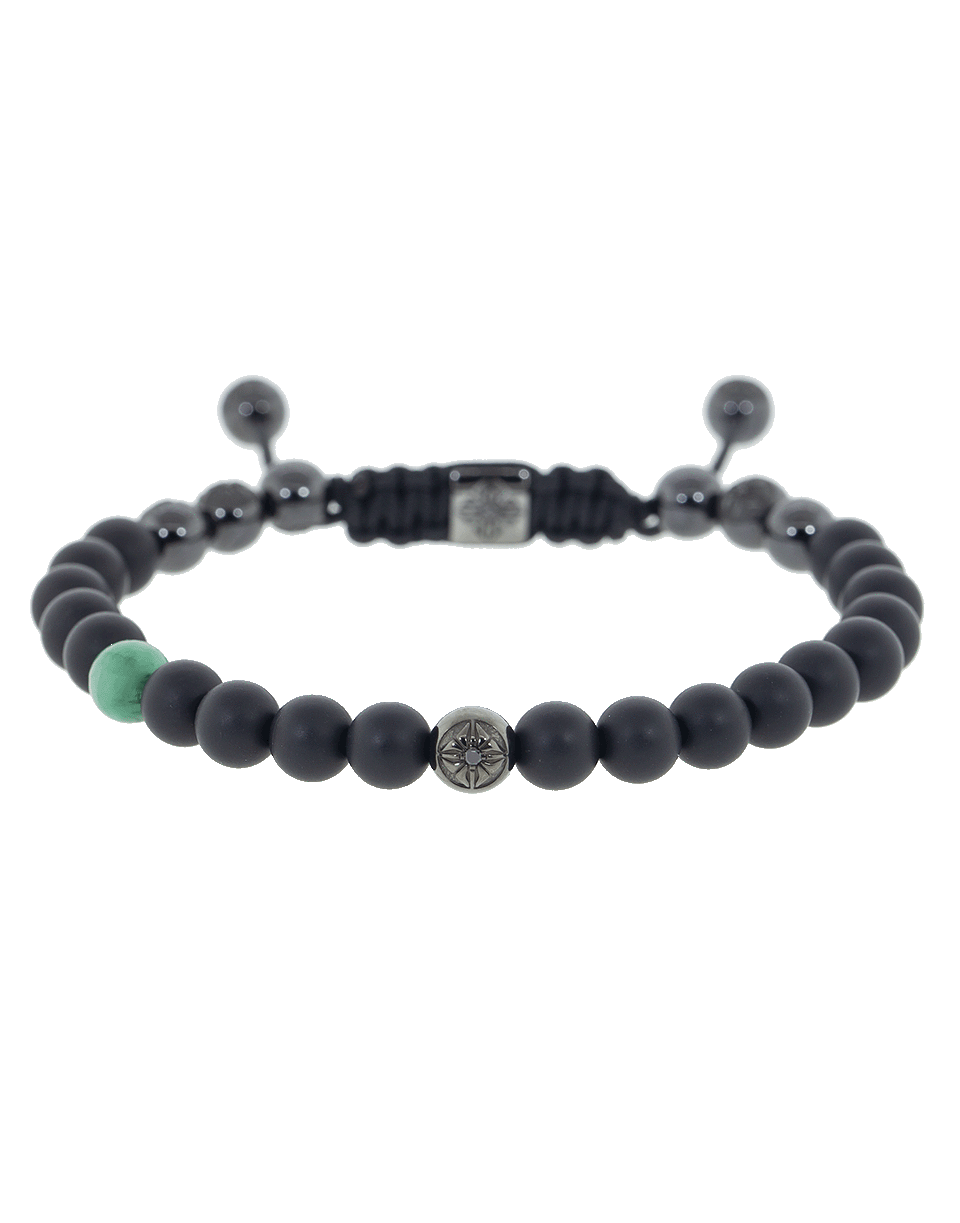 SHAMBALLA JEWELS-Emerald and Onyx Bead Bracelet-BLACK GOLD