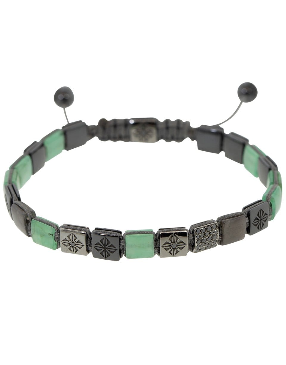 SHAMBALLA JEWELS-Emerald Grey Sapphire Lock Bracelet-BLACK GOLD