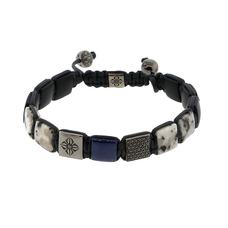 SHAMBALLA JEWELS-Granite And Blue Sapphire Lock Bracelet-BLACK GOLD