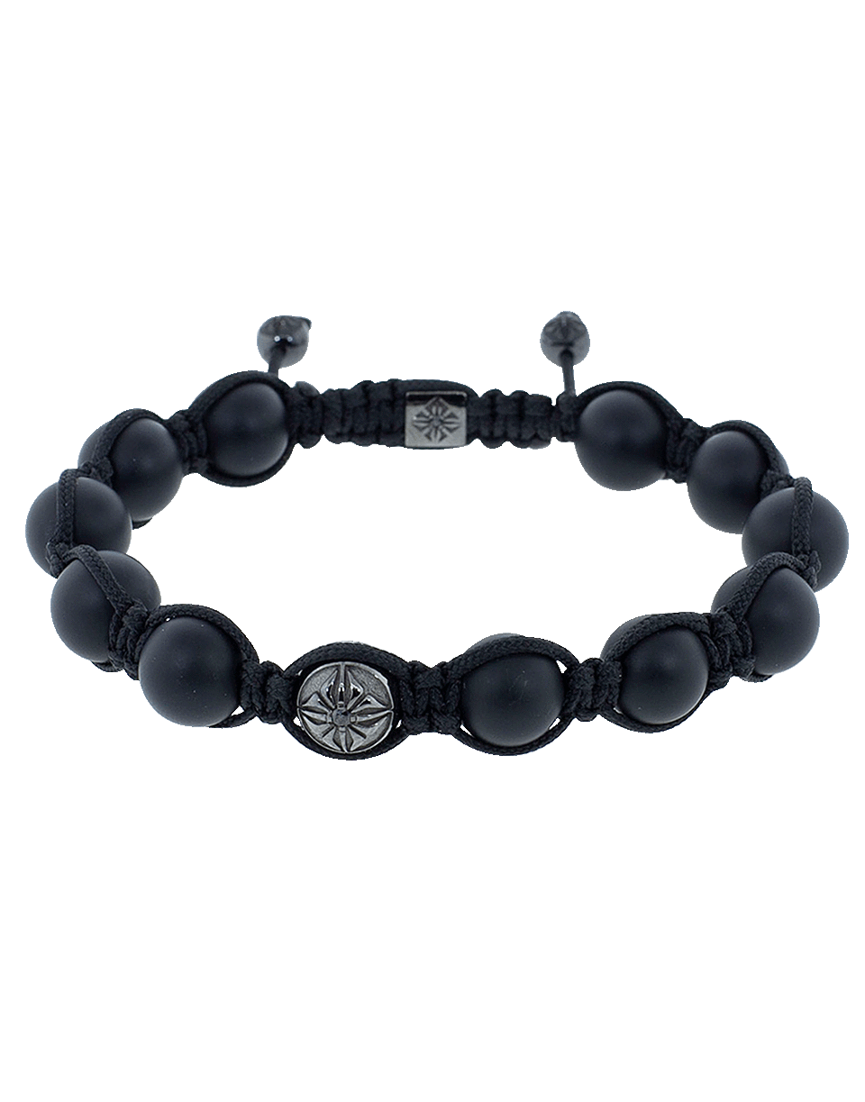 SHAMBALLA JEWELS-Onyx And Black Ceramic Bead Bracelet-BLACK GOLD