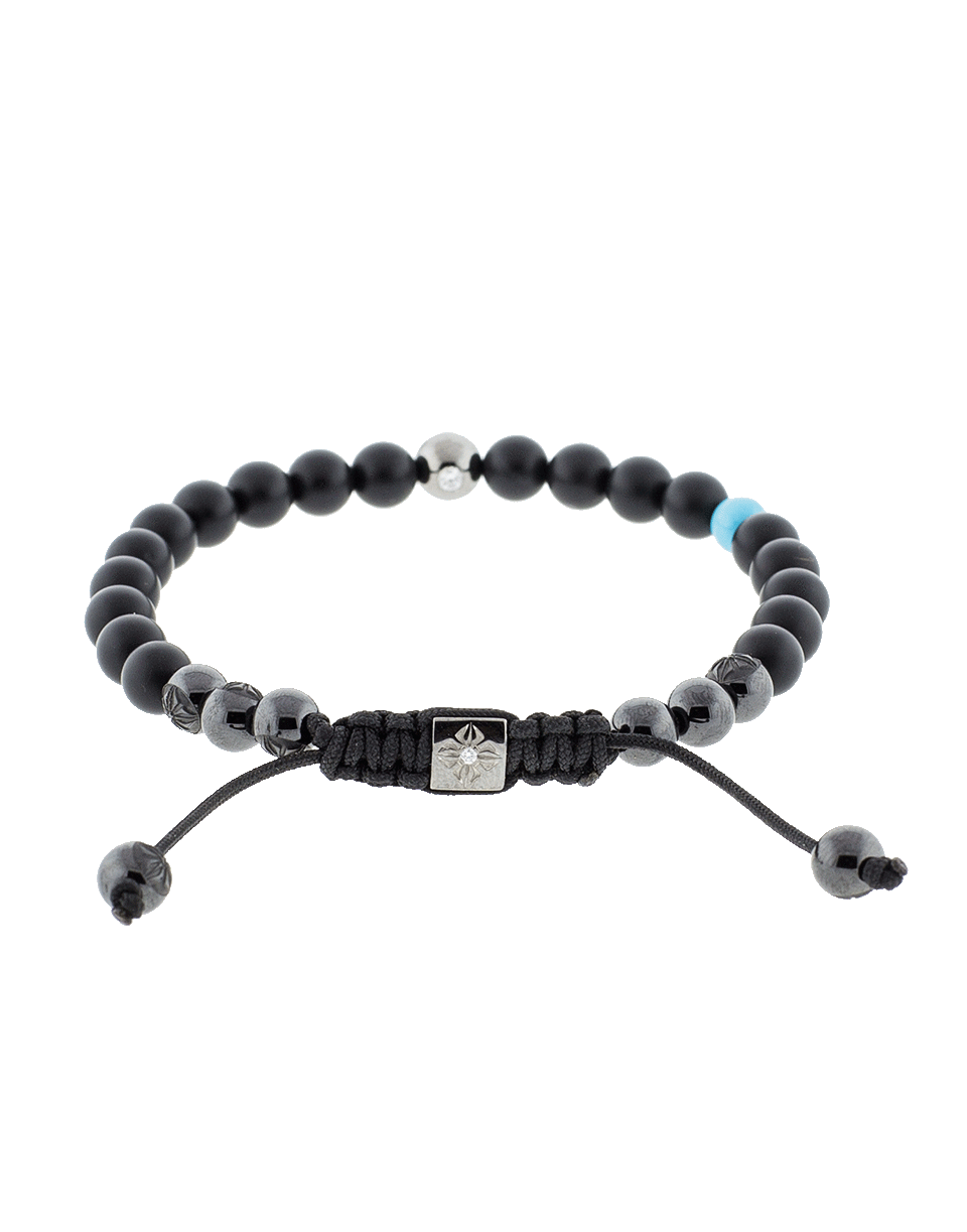 SHAMBALLA JEWELS-Onyx And Turquoise Bracelet-BLACK GOLD