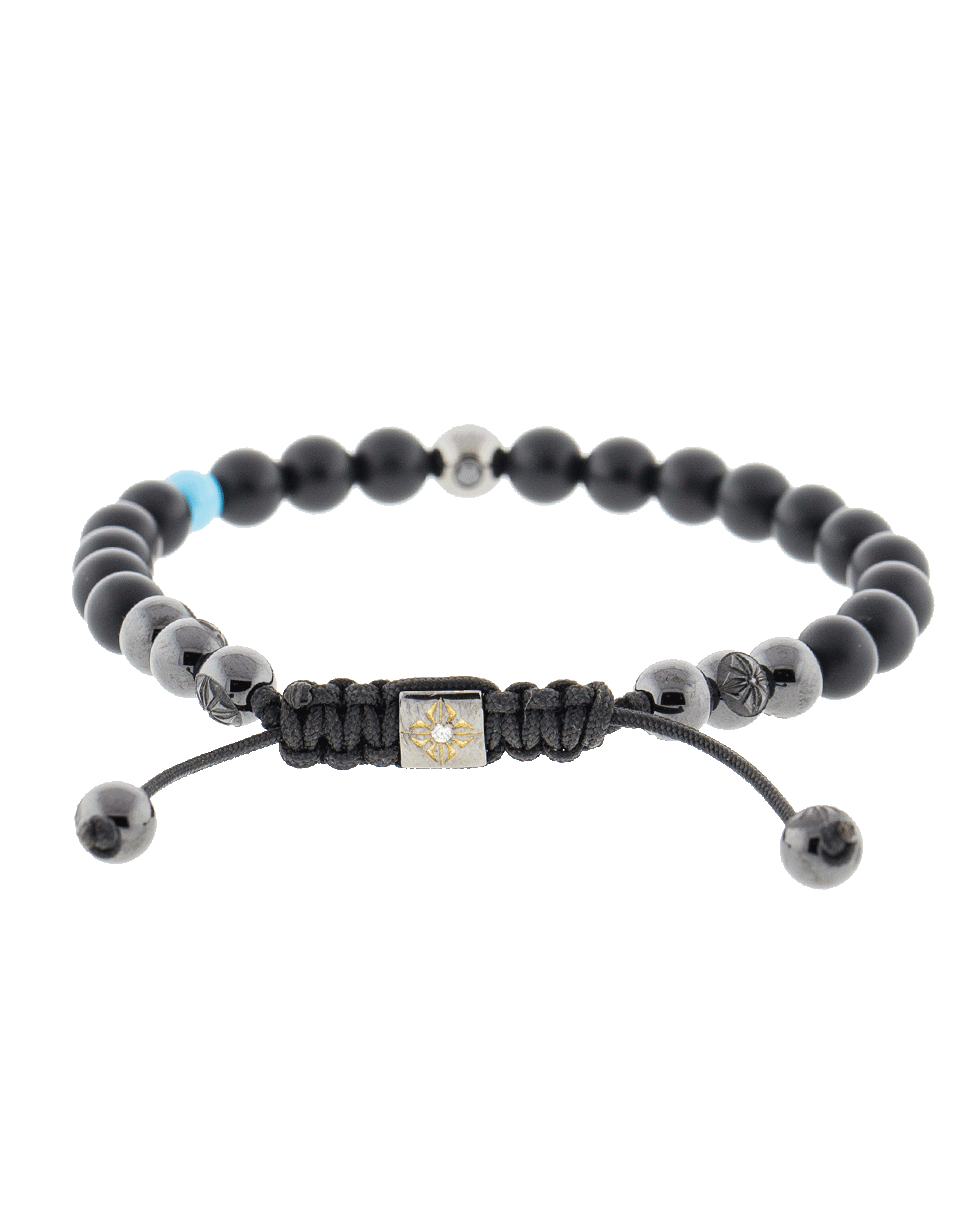 SHAMBALLA JEWELS-Onyx And Turquoise Bracelet-BLACK GOLD