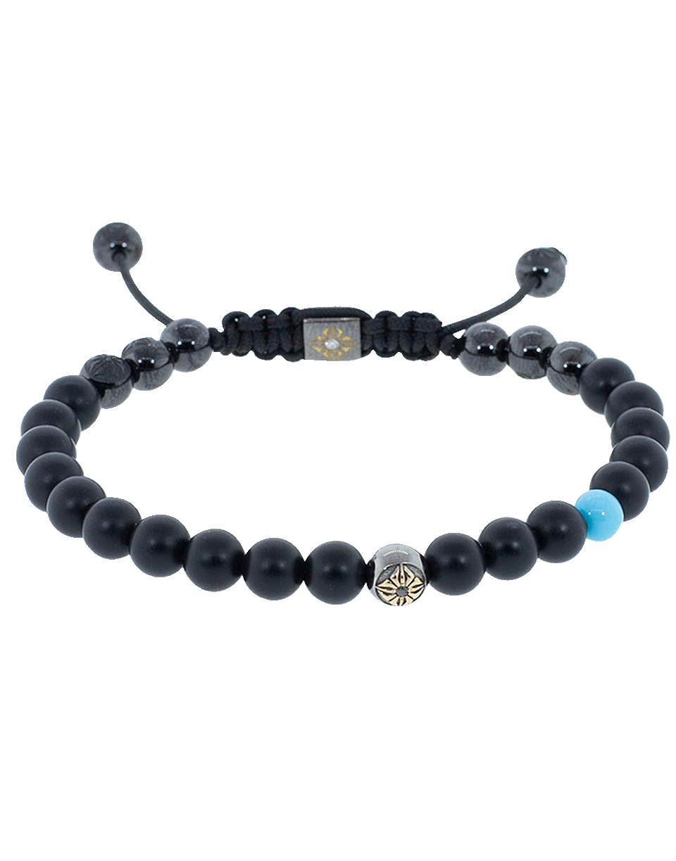 SHAMBALLA JEWELS-Onyx And Turquoise Bracelet-BLACK GOLD