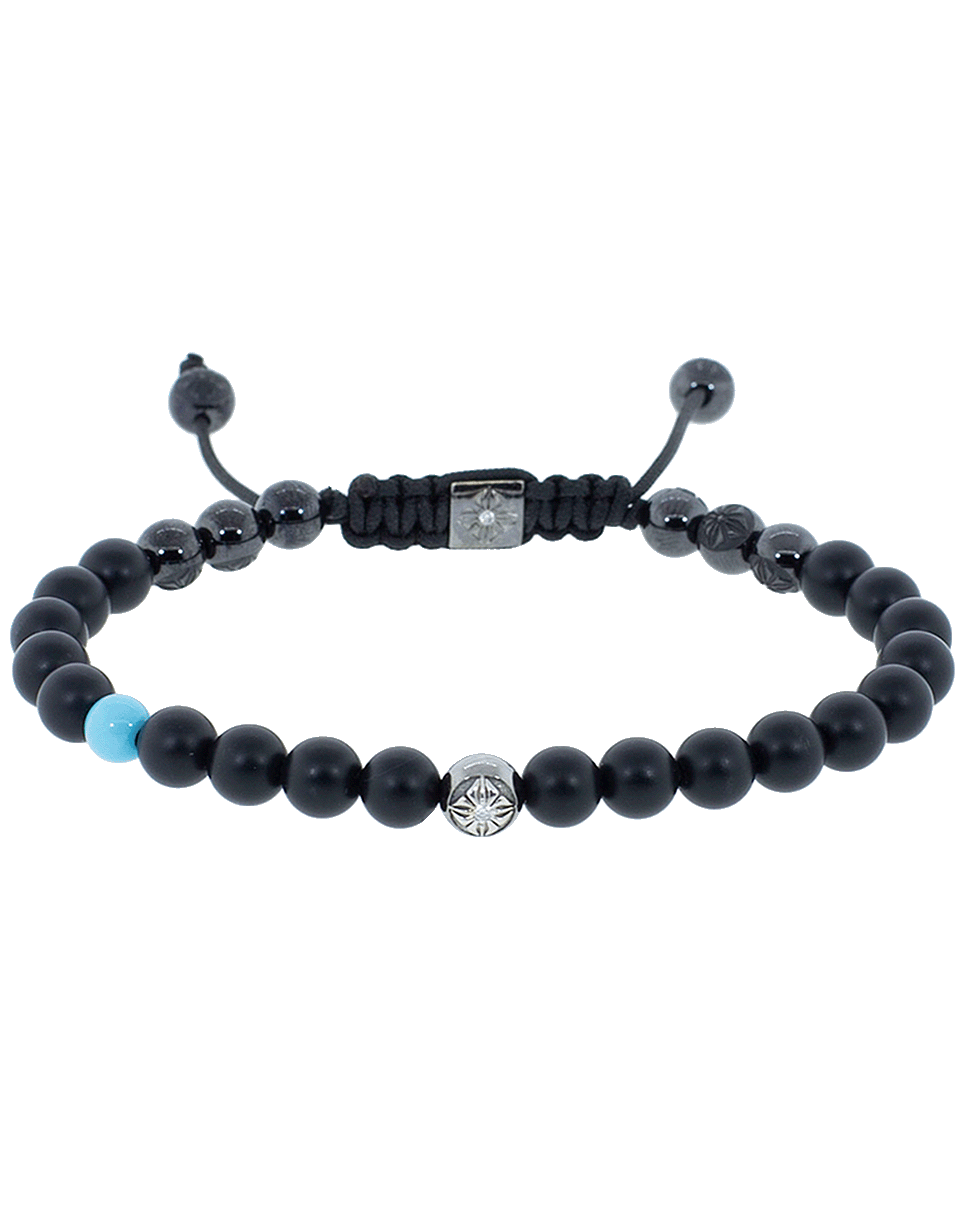 SHAMBALLA JEWELS-Onyx And Turquoise Bracelet-BLACK GOLD