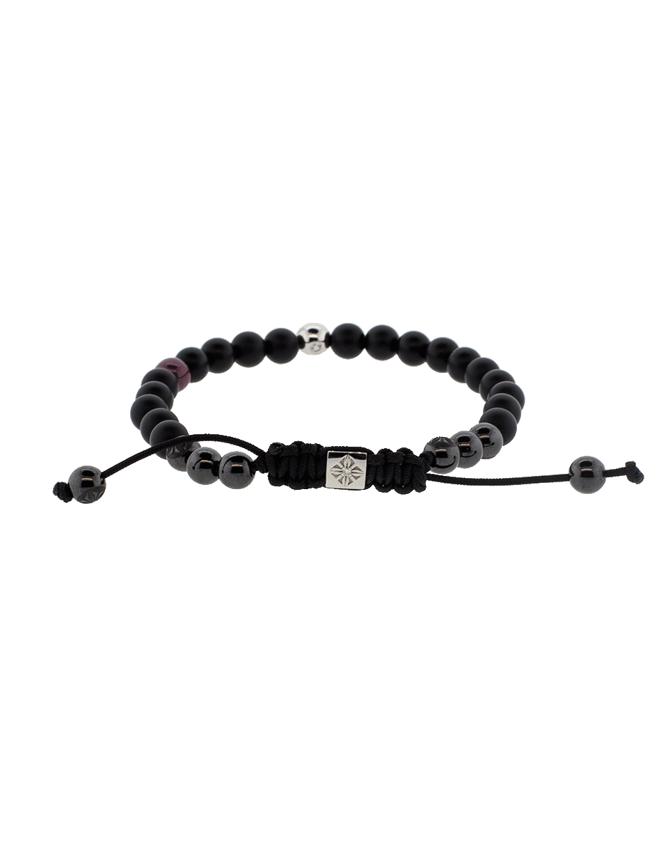 SHAMBALLA JEWELS-Ruby And Onyx Bead Bracelet-BLACK GOLD