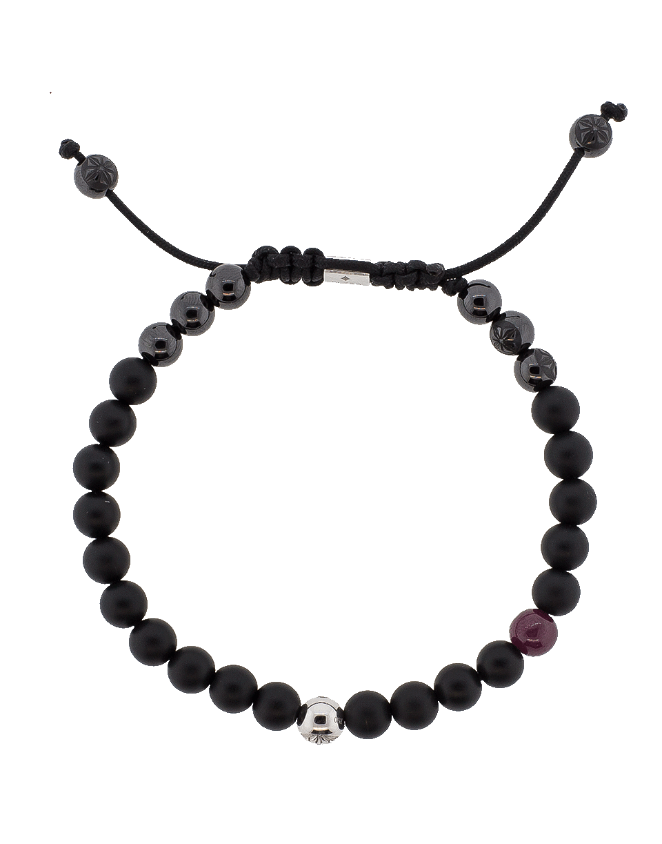 SHAMBALLA JEWELS-Ruby And Onyx Bead Bracelet-BLACK GOLD