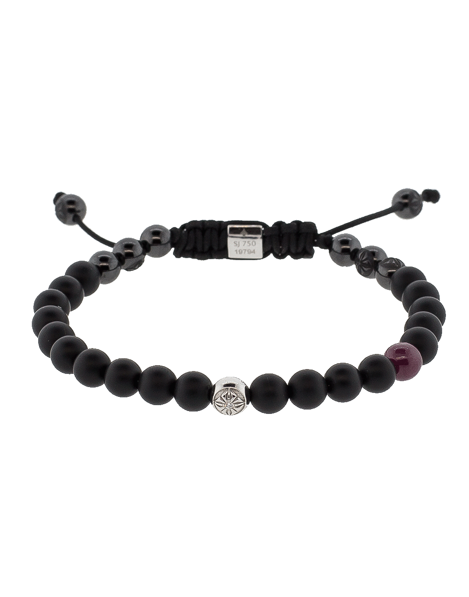 SHAMBALLA JEWELS-Ruby And Onyx Bead Bracelet-BLACK GOLD
