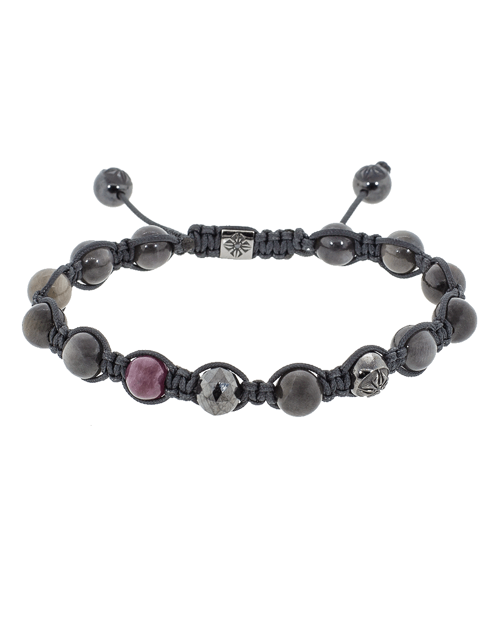 SHAMBALLA JEWELS-Ruby, Grey Sapphire and Diamond Bead Bracelet-BLACK GOLD