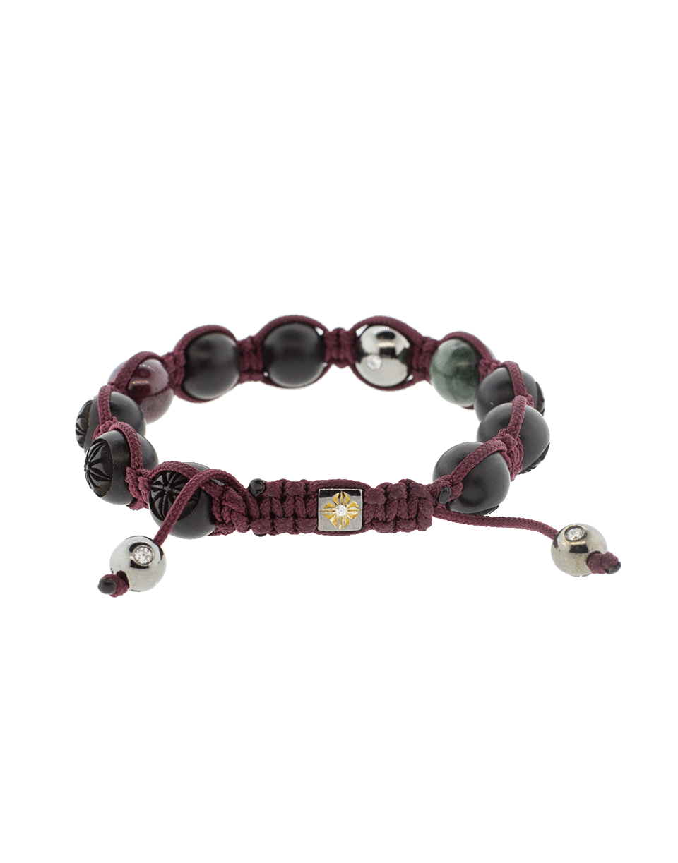 SHAMBALLA JEWELS-Ebony Wood Bead Bracelet-BLACK GOLD