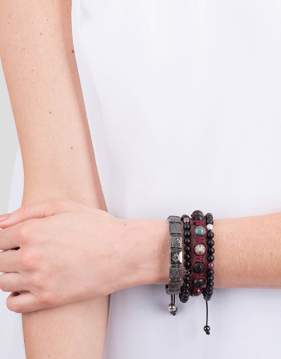 SHAMBALLA JEWELS-Ebony Wood Bead Bracelet-BLACK GOLD