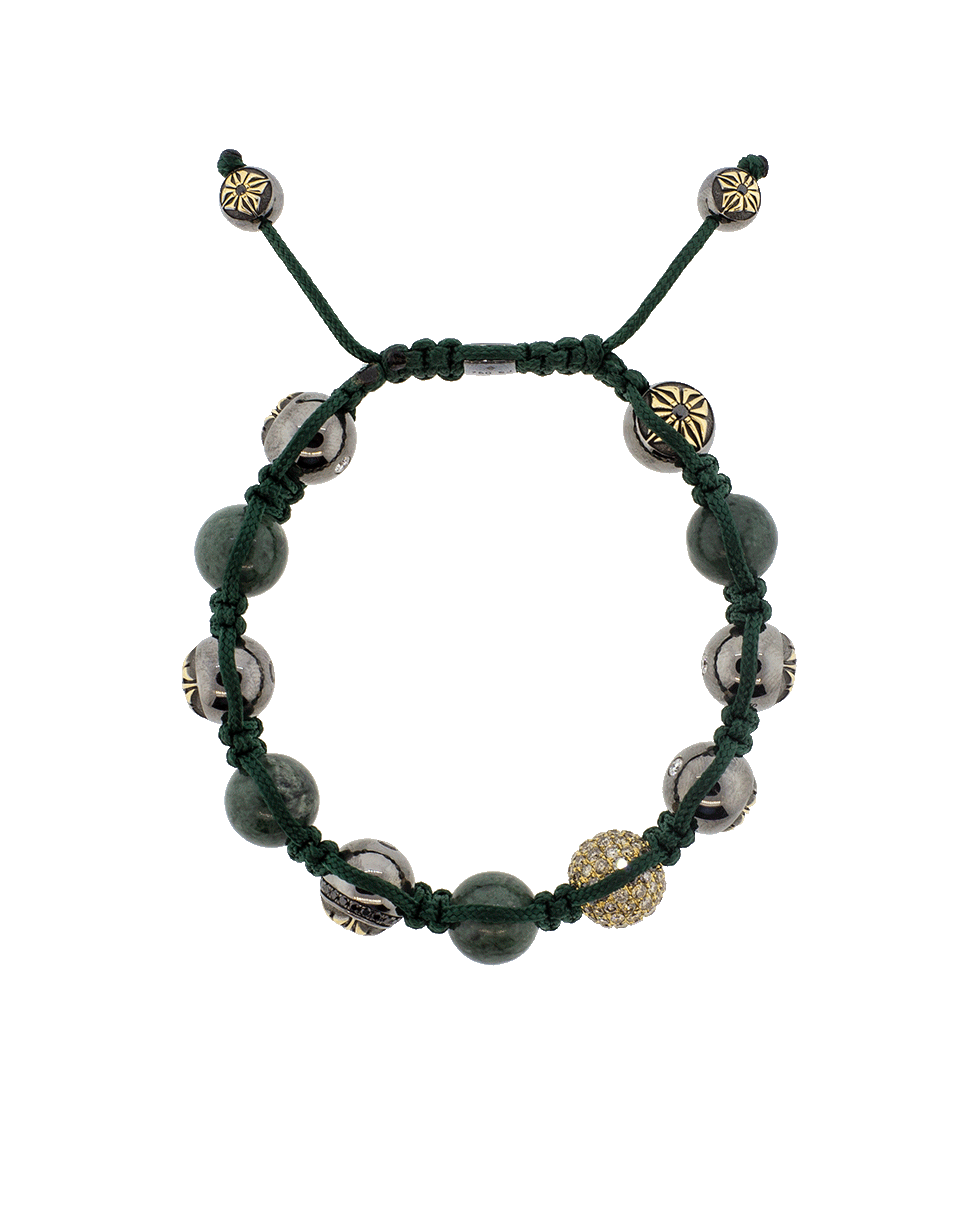 SHAMBALLA JEWELS-Green Marble Bead Bracelet-BLACK GOLD