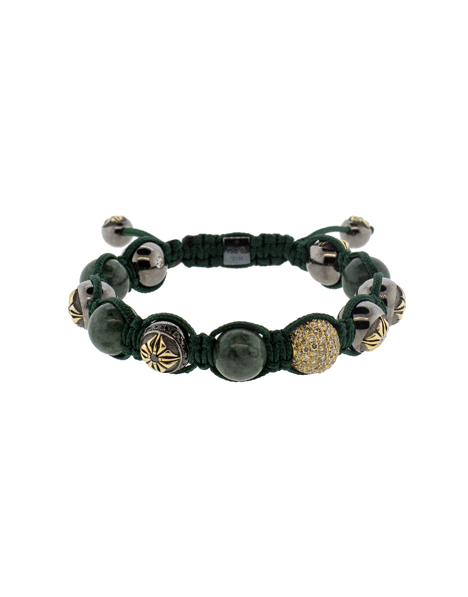 SHAMBALLA JEWELS-Green Marble Bead Bracelet-BLACK GOLD