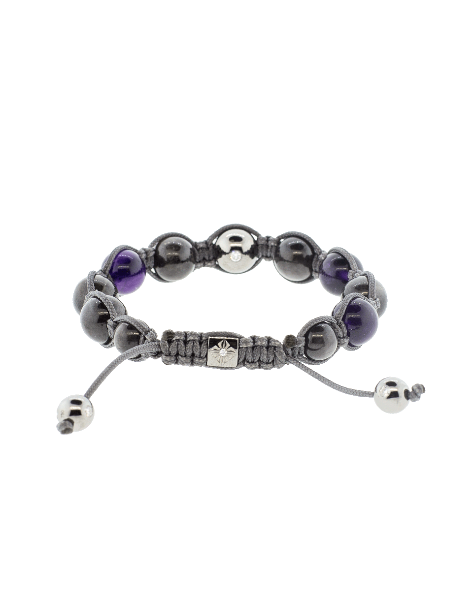 SHAMBALLA JEWELS-Grey Sapphire And Amethyst Bead Bracelet-BLACK GOLD