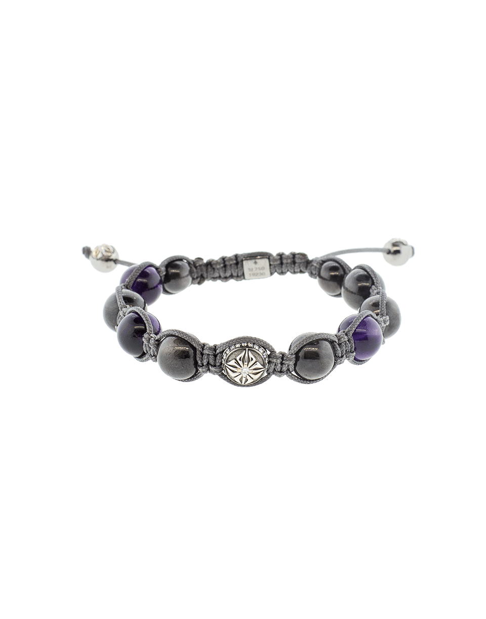 SHAMBALLA JEWELS-Grey Sapphire And Amethyst Bead Bracelet-BLACK GOLD