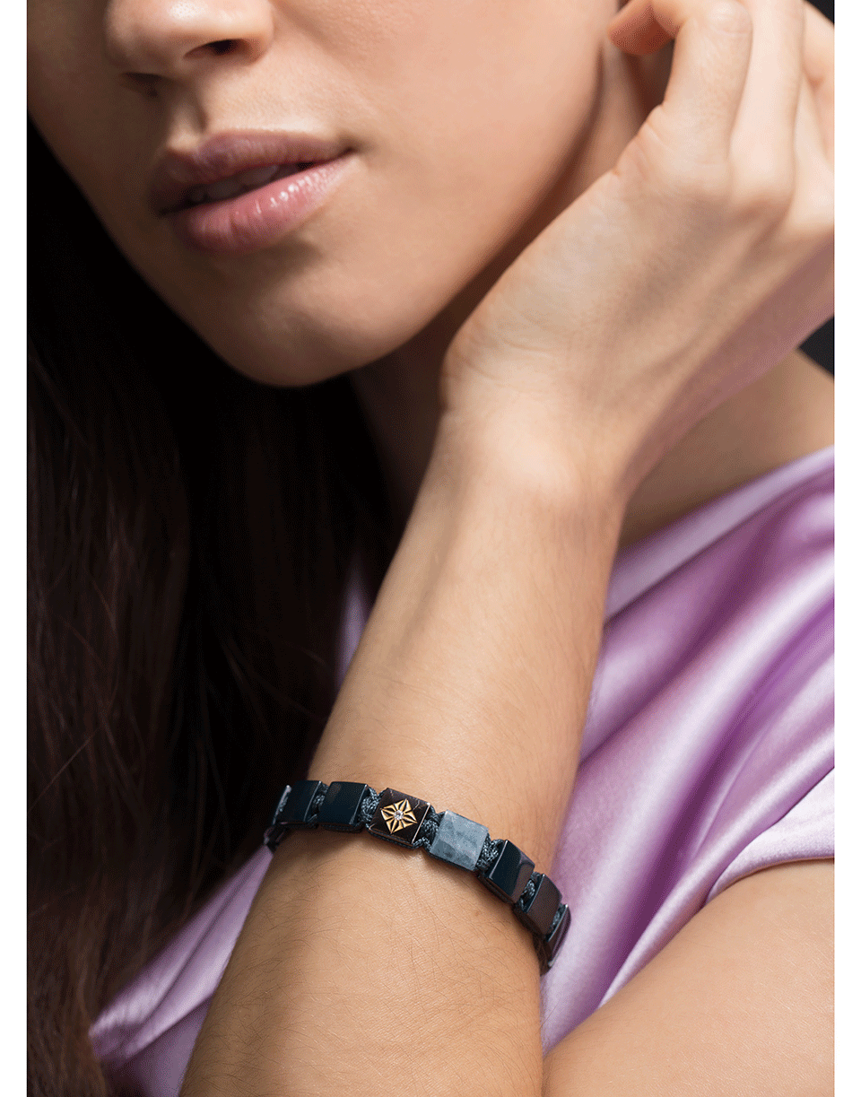 SHAMBALLA JEWELS-Aquamarine Blue Ceramic Lock Bracelet-BLCKGOLD