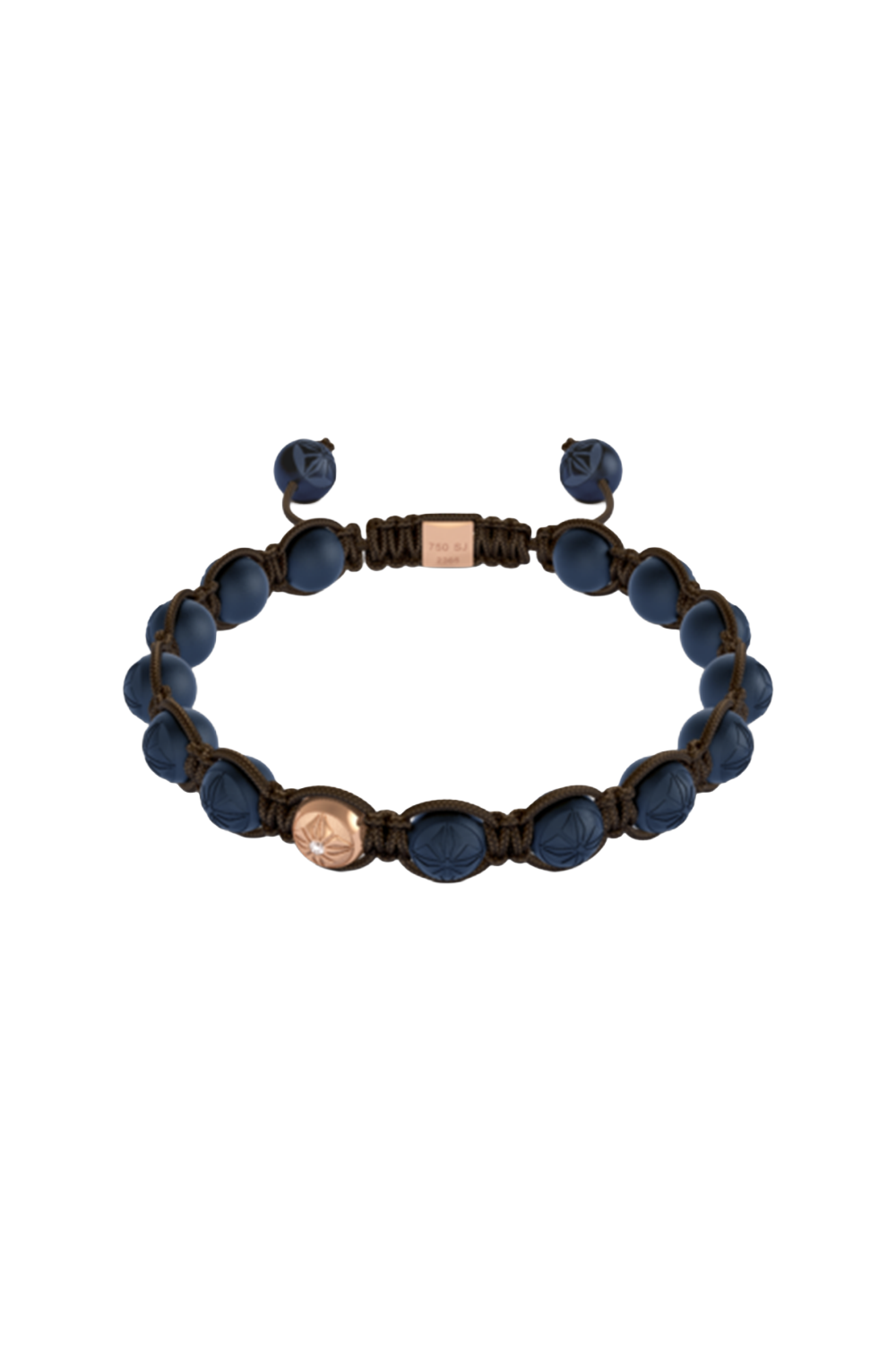 Diamond Matte Blue Braided Bracelet-ROSE GOLD-JEWELRYFINE JEWELBRACELET O-SHAMBALLA JEWELS