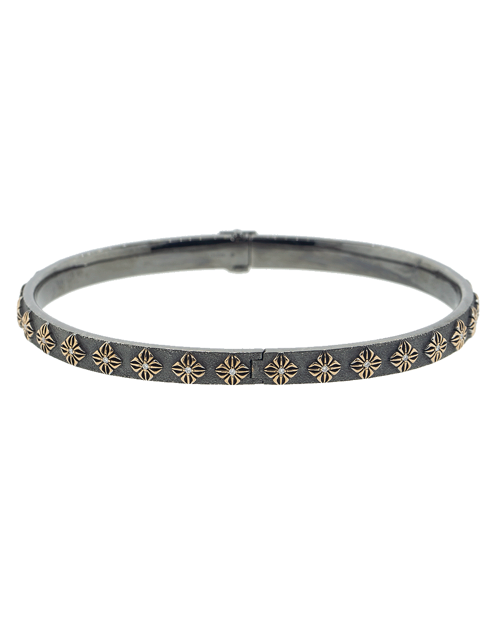 SHAMBALLA JEWELS-SOS White Diamond and Black Rhodium Bangle-ROSE GOLD