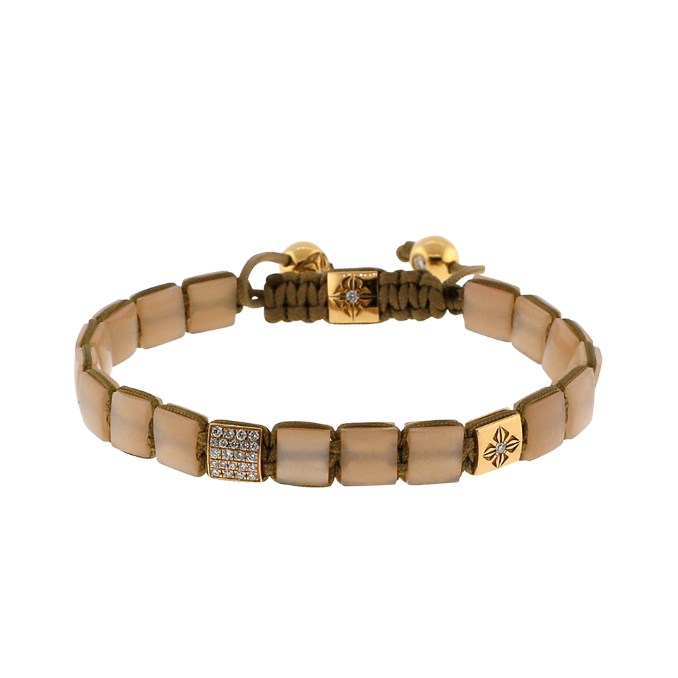 SHAMBALLA JEWELS-Peach Moonstone Lock Bracelet-ROSE GOLD