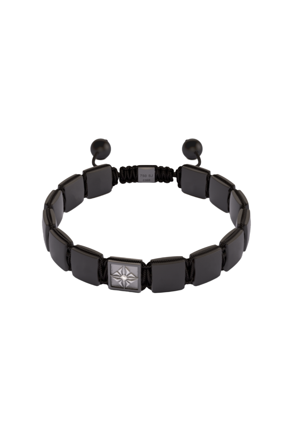 Diamond Matte Black Lock Bracelet-WHITE GOLD-JEWELRYFINE JEWELBRACELET O-SHAMBALLA JEWELS
