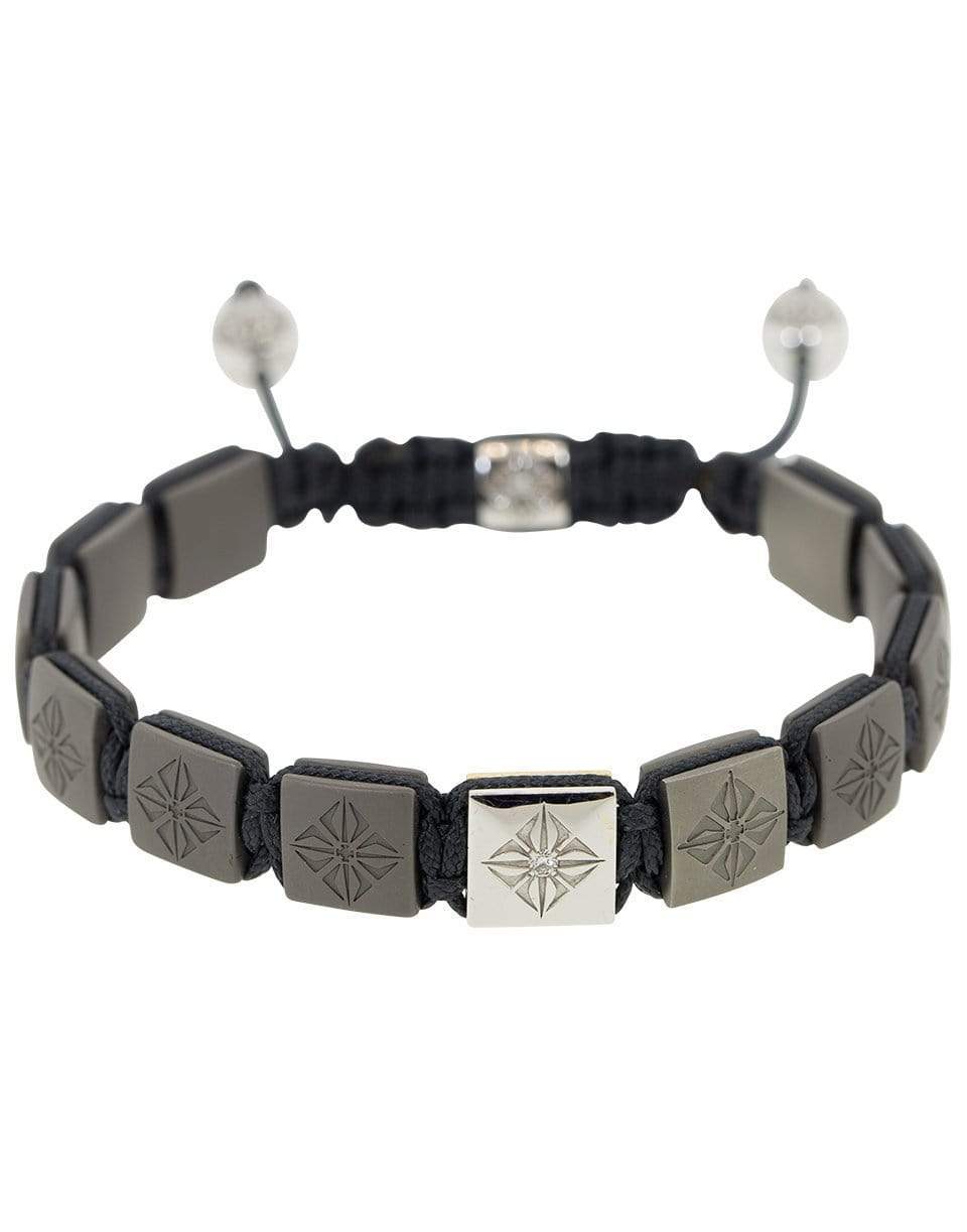 SHAMBALLA JEWELS-Matte Grey Ceramic Lock Bracelet-WHITE GOLD