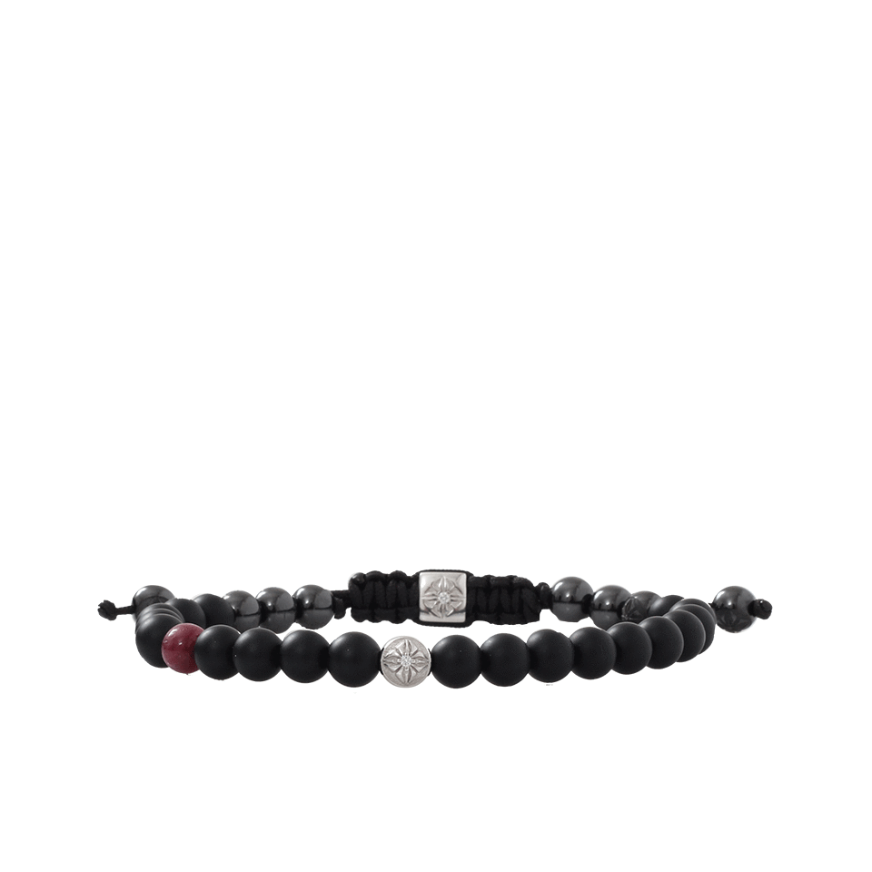 SHAMBALLA JEWELS-Onyx And Ruby Beaded Bracelet-WHITE GOLD