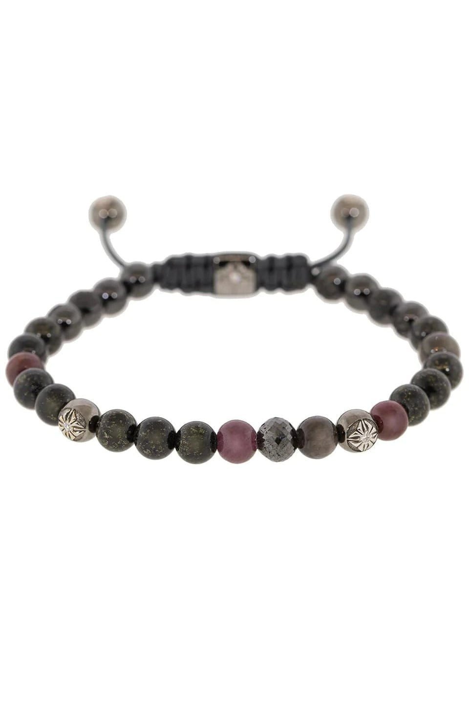 SHAMBALLA JEWELS-Ruby and Grey Sapphire Bead Bracelet-WHITE GOLD