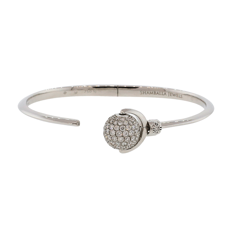SHAMBALLA JEWELS-Nyima Cuff Bracelet-WHITE GOLD