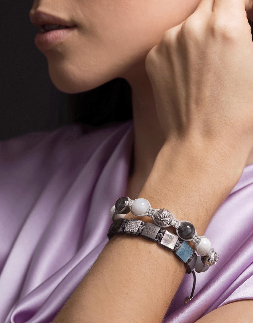 SHAMBALLA JEWELS-Rainbow Moonstone Diamond Bead Bracelet-WHITE GOLD