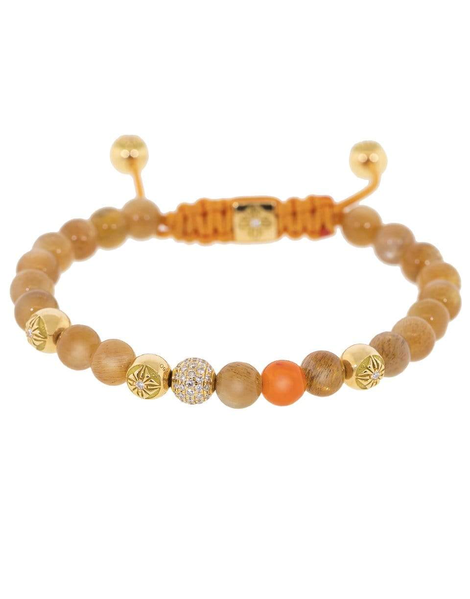 SHAMBALLA JEWELS-Diamond and Orange Carnelian Bracelet-YELLOW GOLD