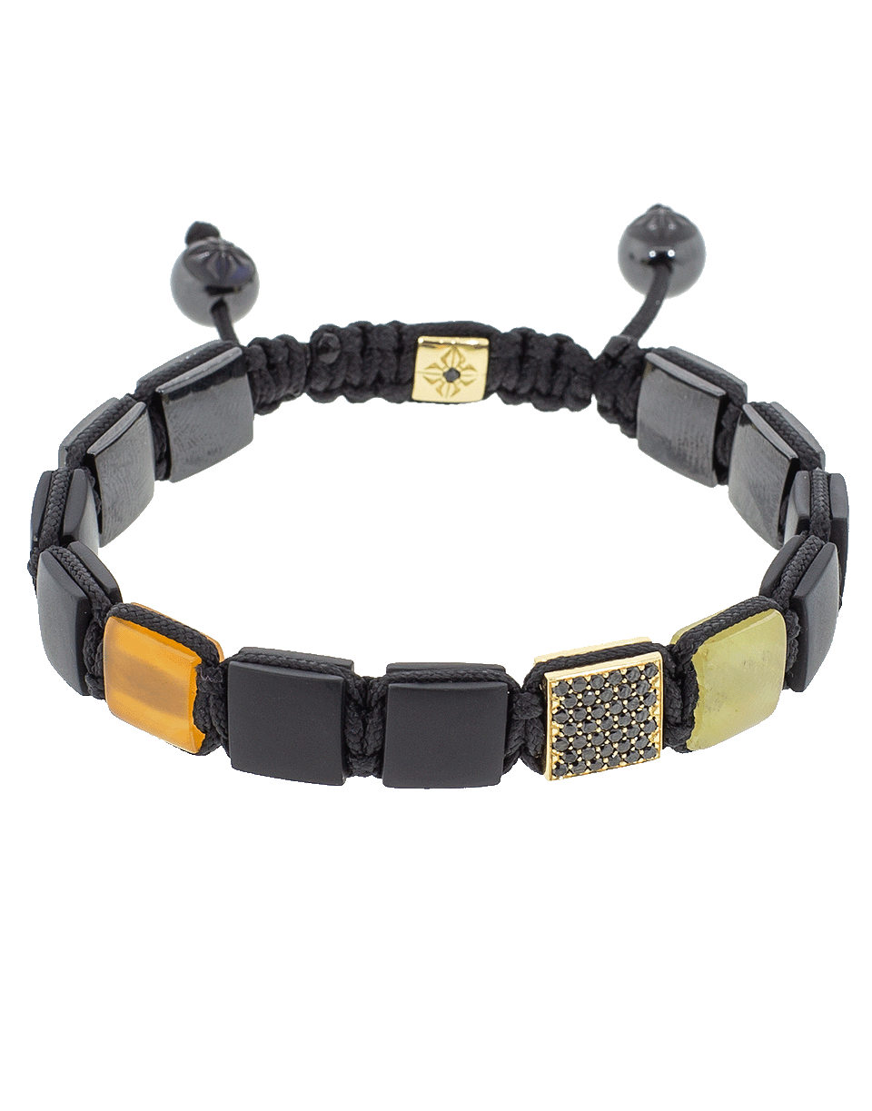 SHAMBALLA JEWELS-Carnelian, Yellow Sapphire and Onyx Lock Bracelet-YELLOW GOLD