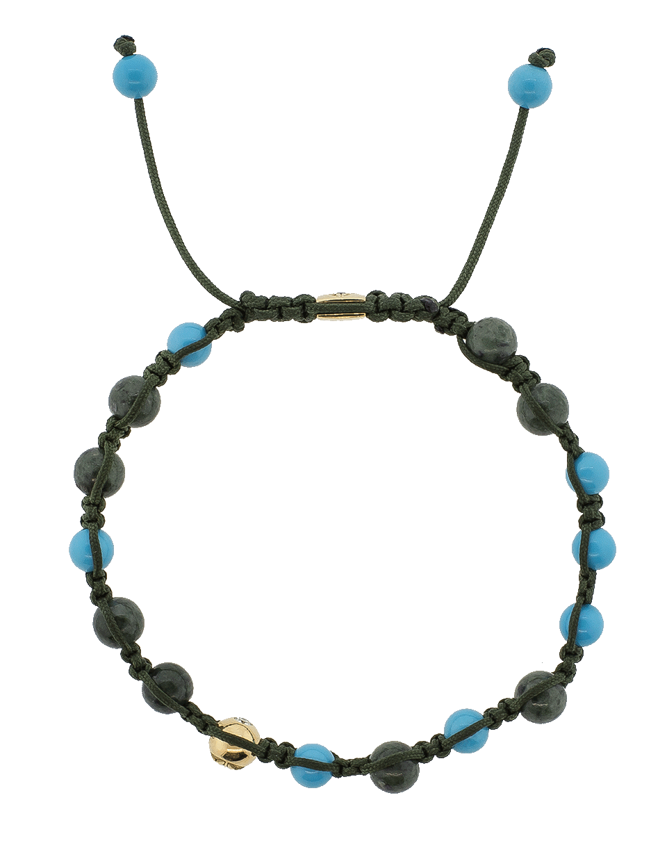 SHAMBALLA JEWELS-Green Marble And Turquoise Bracelet-YELLOW GOLD