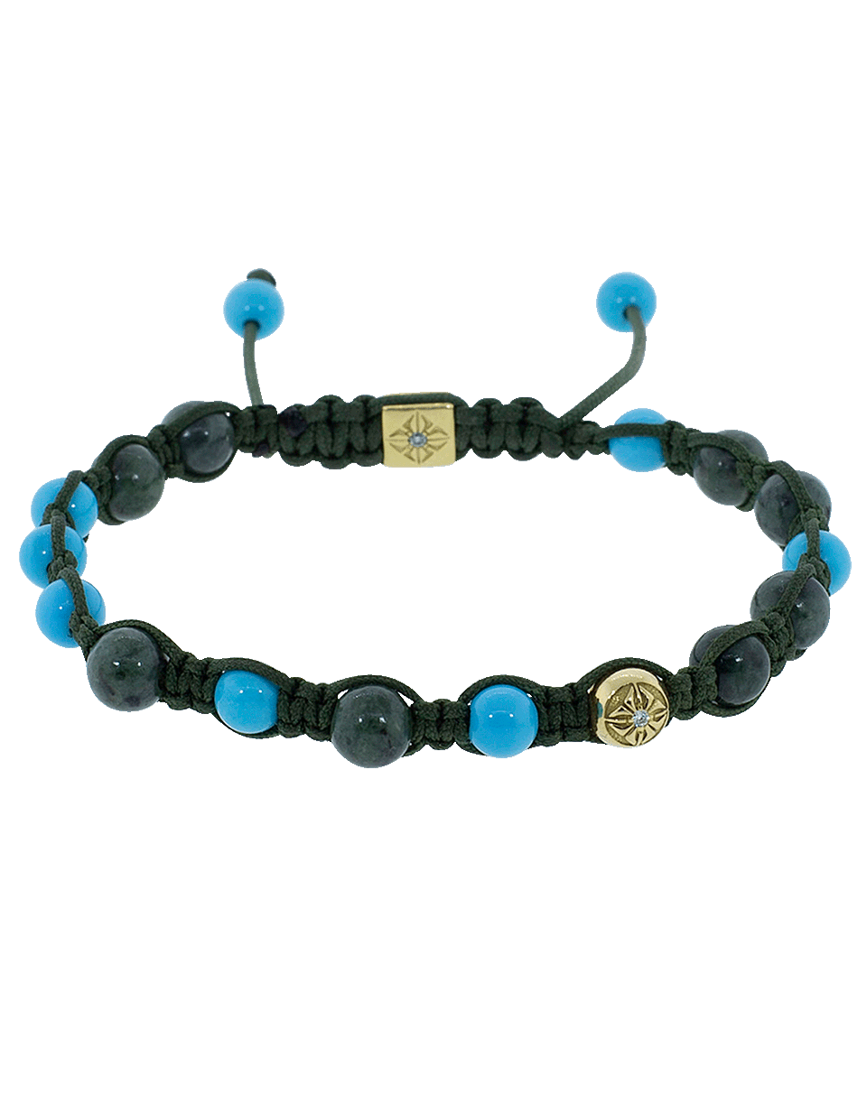 SHAMBALLA JEWELS-Green Marble And Turquoise Bracelet-YELLOW GOLD