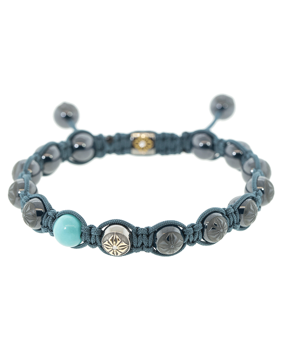 SHAMBALLA JEWELS-Turquoise Petrol Ceramic Bead Bracelet-YELLOW GOLD