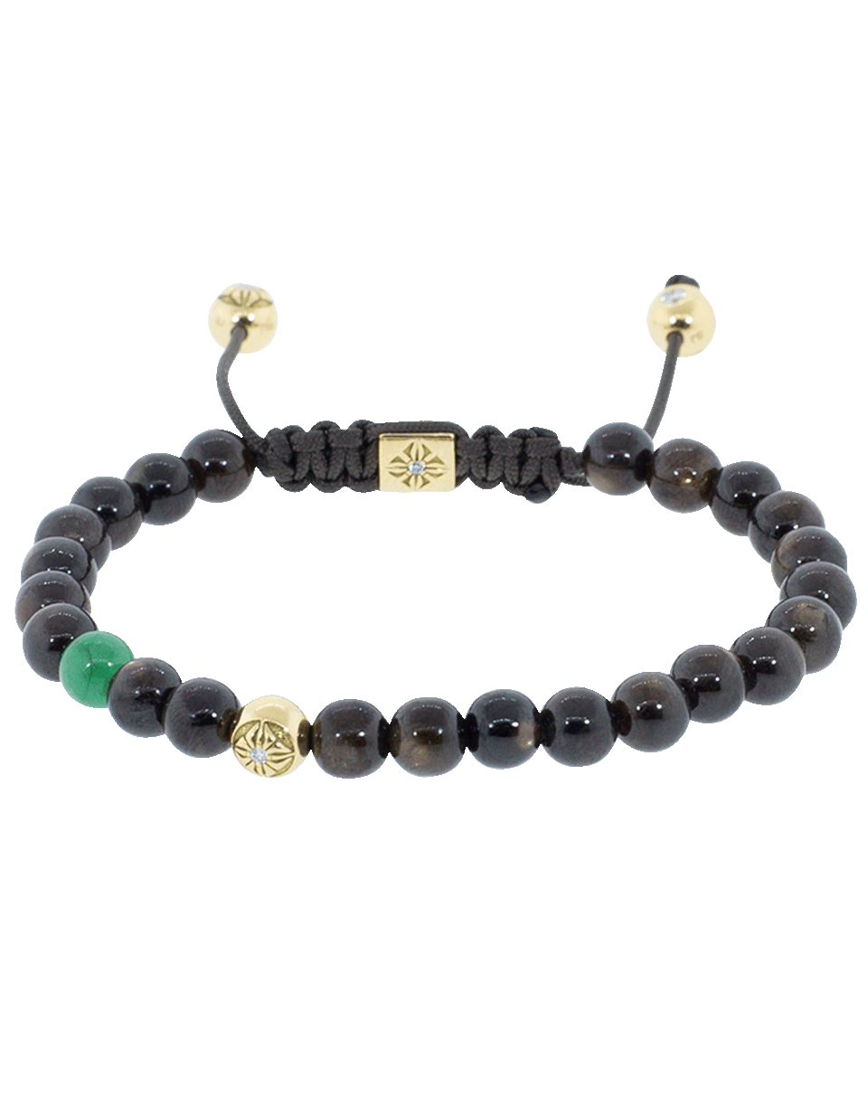 SHAMBALLA JEWELS-Brown Sapphire And Emerald Beaded Bracelet-YELLOW GOLD