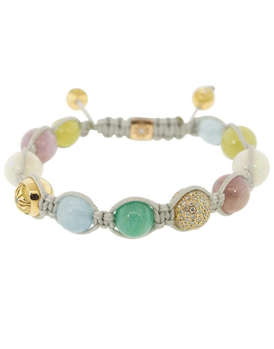 SHAMBALLA JEWELS-Emerald, Aquamarine, Opal Bead Bracelet-YELLOW GOLD