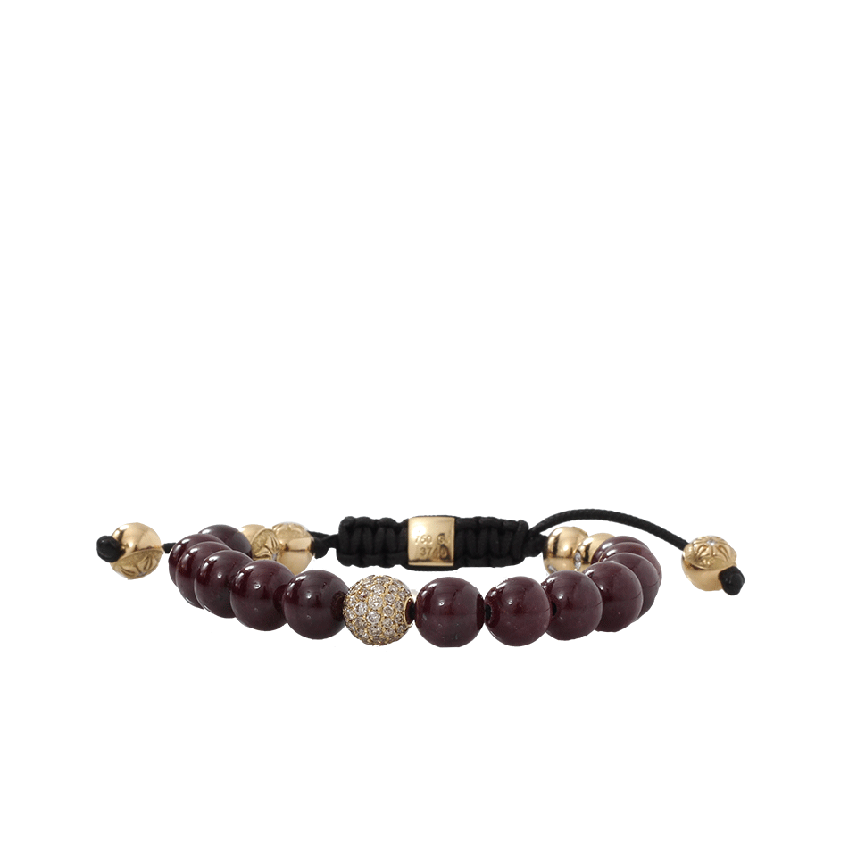 SHAMBALLA JEWELS-Ruby And Diamond Beaded Bracelet-YELLOW GOLD