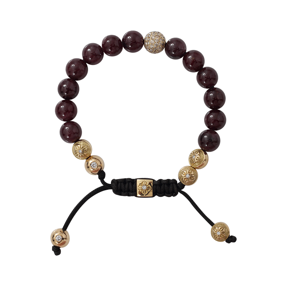 SHAMBALLA JEWELS-Ruby And Diamond Beaded Bracelet-YELLOW GOLD