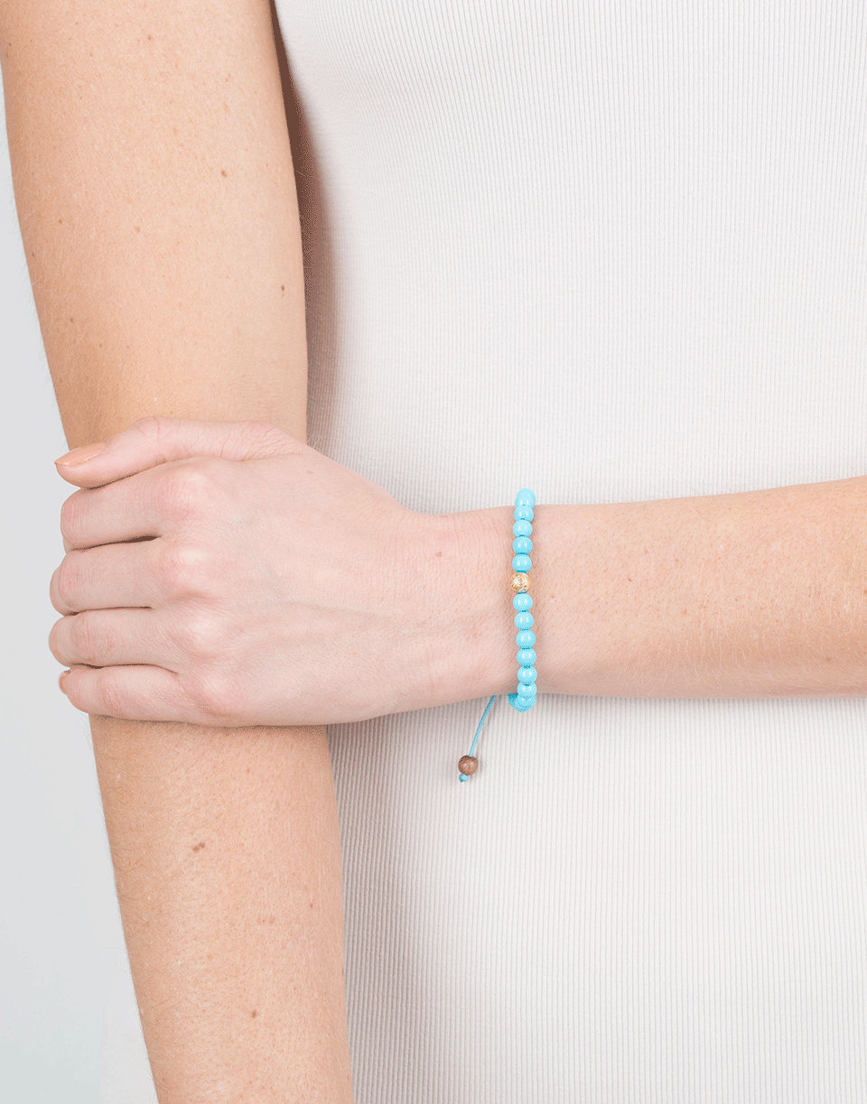 SHAMBALLA JEWELS-Sleeping Beauty Turquoise Beaded Bracelet-YELLOW GOLD