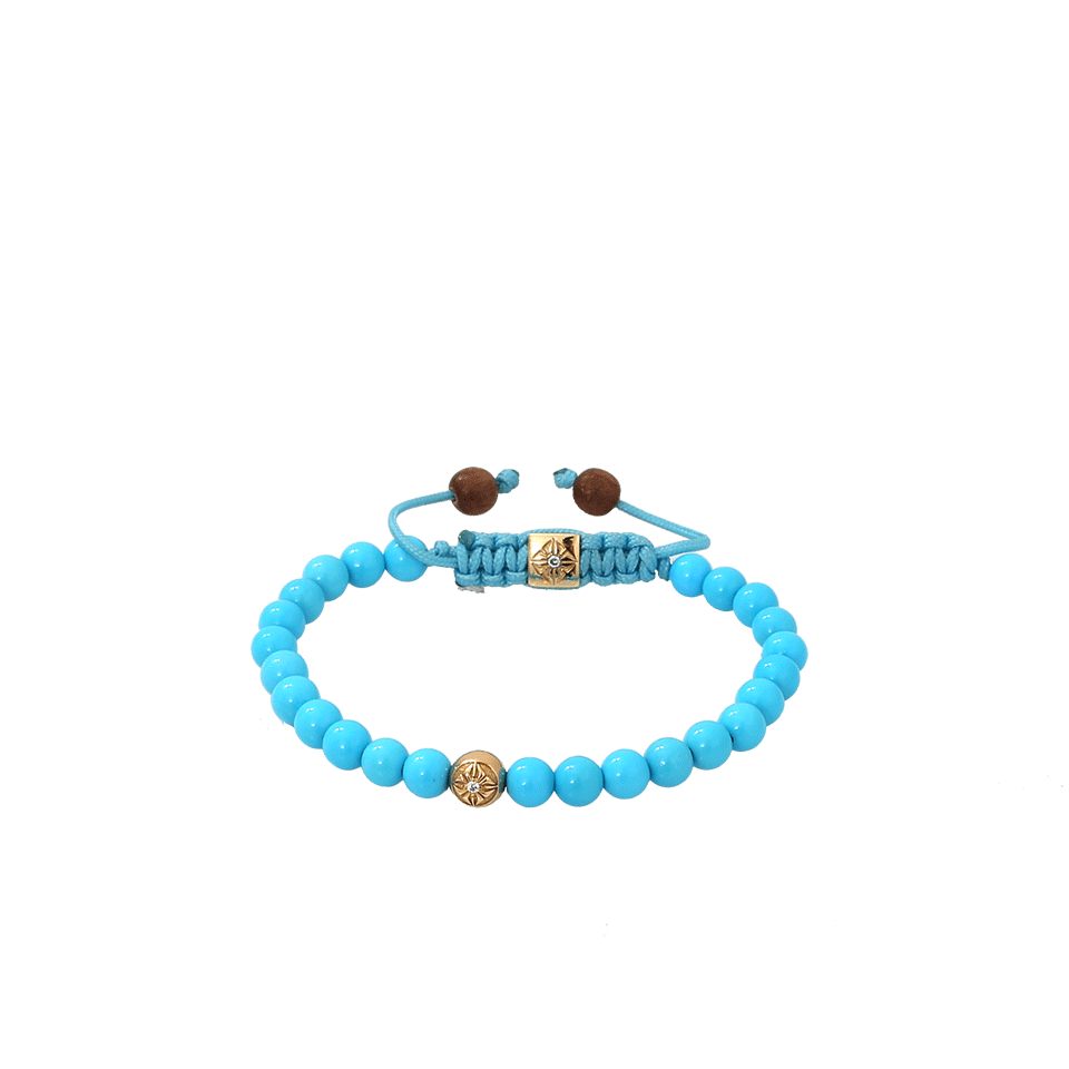 SHAMBALLA JEWELS-Sleeping Beauty Turquoise Beaded Bracelet-YELLOW GOLD