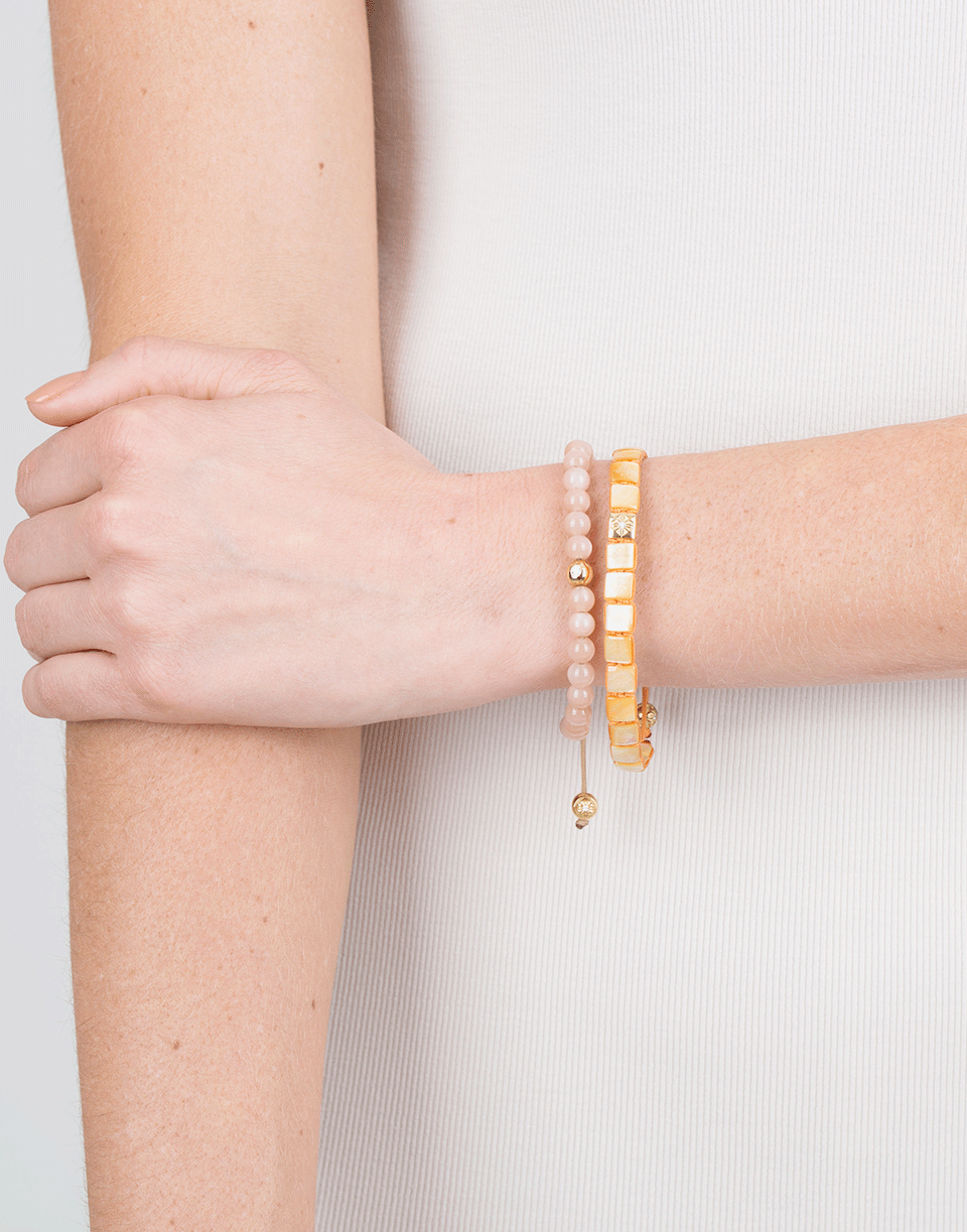 SHAMBALLA JEWELS-White And Yellow Pearl Lock Bracelet-YELLOW GOLD