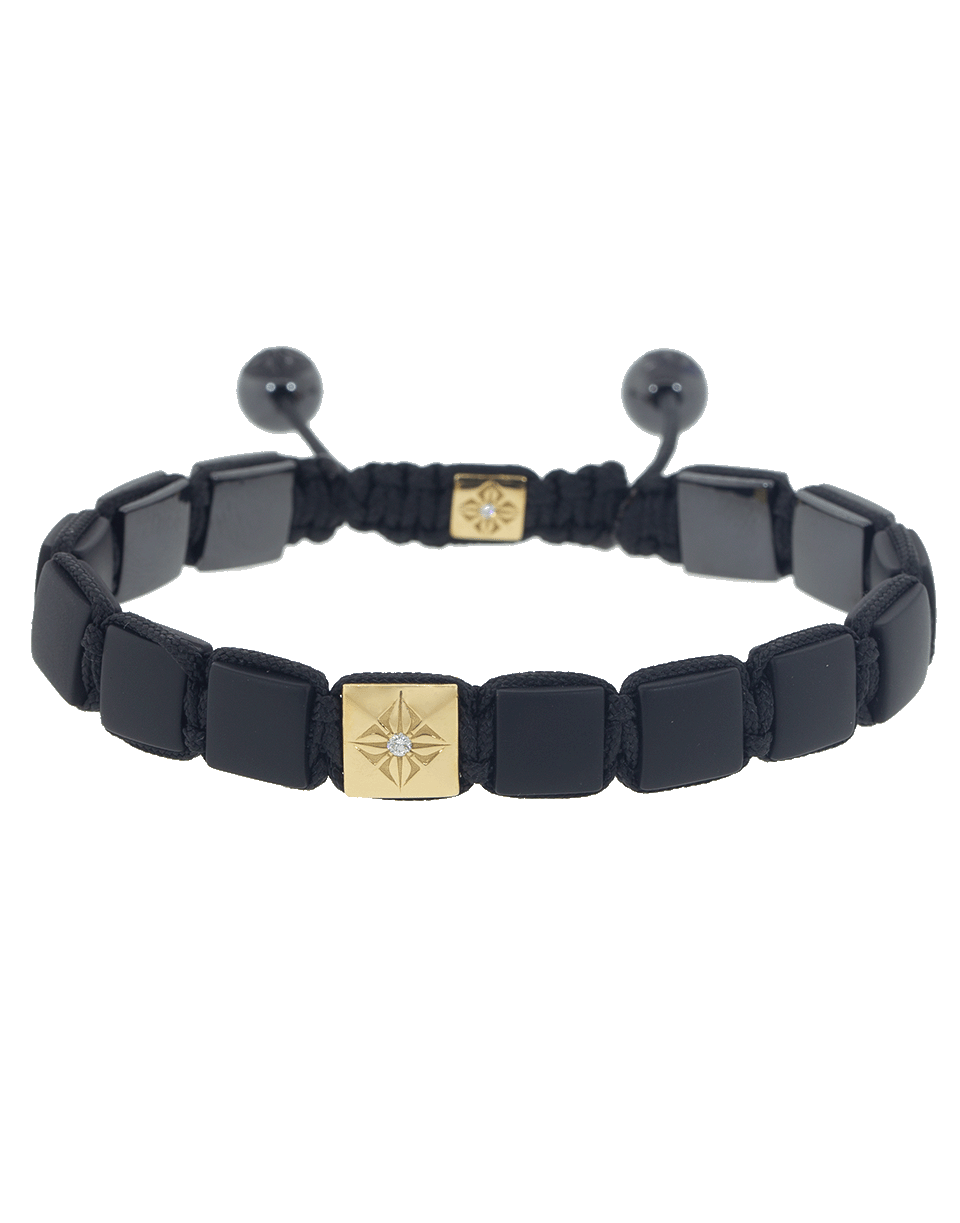 SHAMBALLA JEWELS-Diamond and Onyx Lock Bracelet-YELLOW GOLD