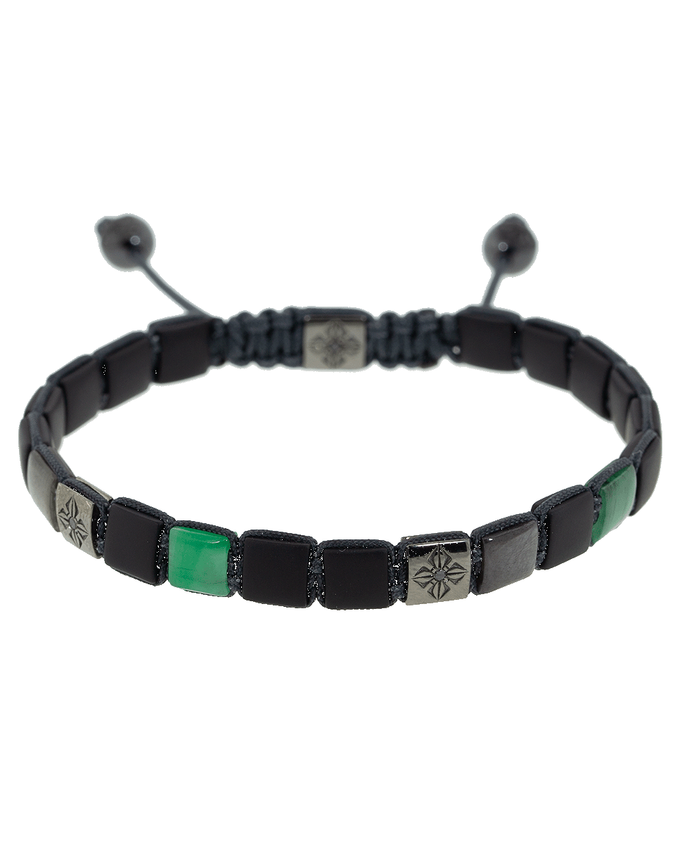 SHAMBALLA JEWELS-Emerald Onyx Lock Bracelet-BLACK GOLD