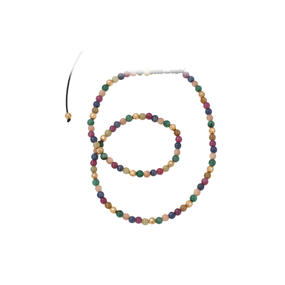 SHAMBALLA JEWELS-Mixed Bead Necklace-YELLOW GOLD
