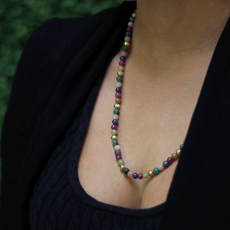 SHAMBALLA JEWELS-Mixed Bead Necklace-YELLOW GOLD