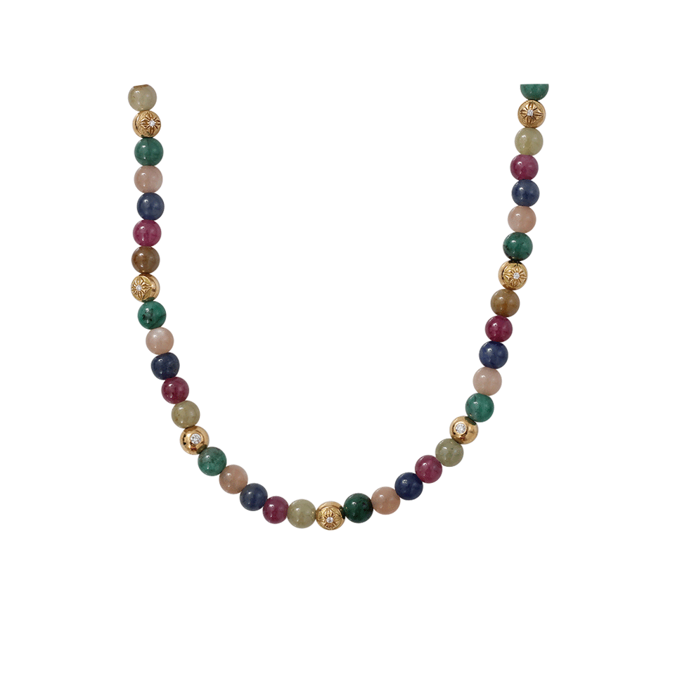 SHAMBALLA JEWELS-Mixed Bead Necklace-YELLOW GOLD